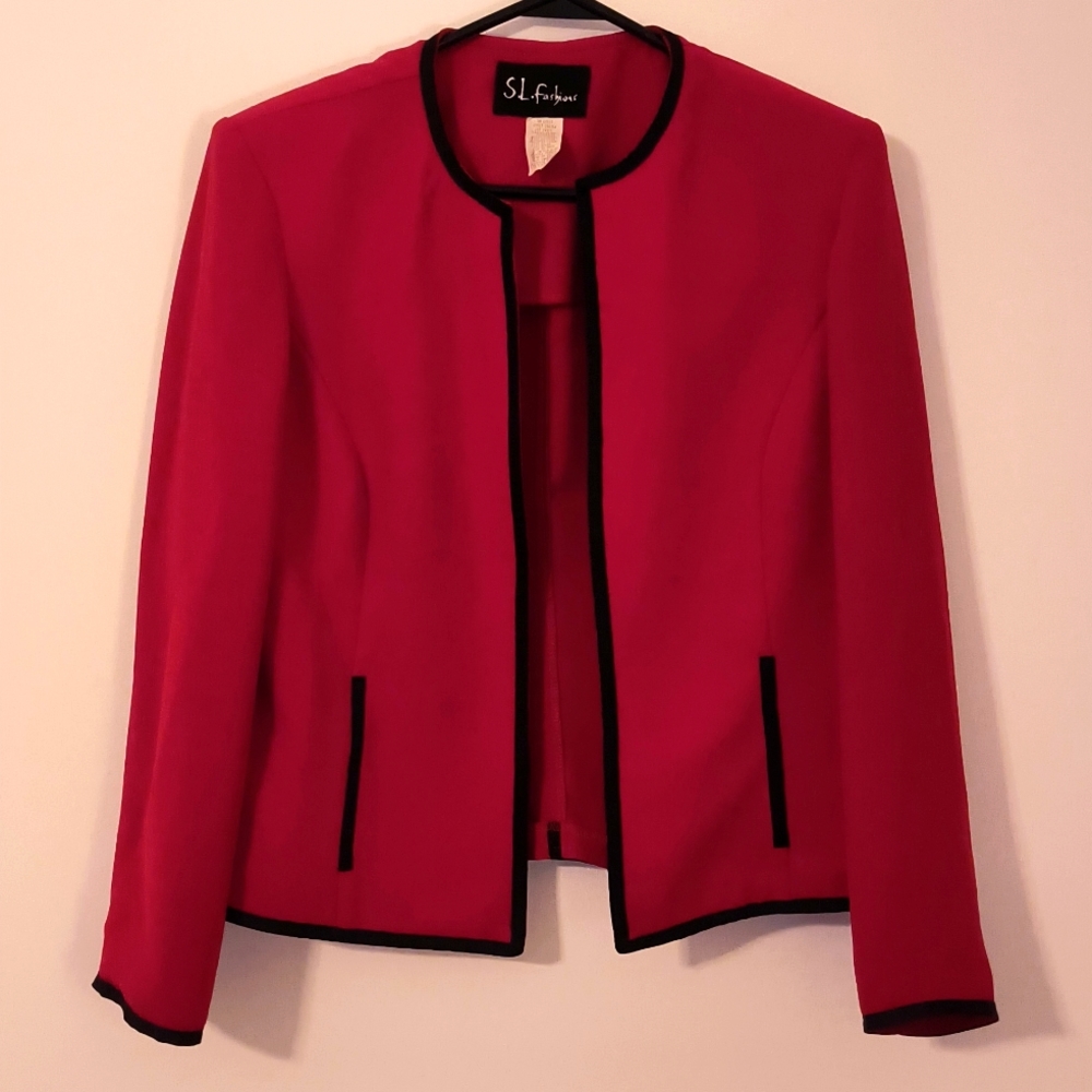 Red & Black Blazer w/ Removable Shoulder Pads - Picture 1 of 4